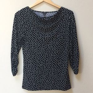 Ann Taylor black and white polka dot blouse